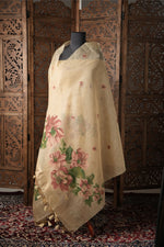 Load image into Gallery viewer, Modern Minimal Yellow Floral Muga Cotton Unstitched Suit Set