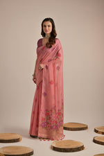 Load image into Gallery viewer, Arisaa Pink Muga Cotton Saree
