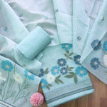 Load image into Gallery viewer, Minimalist Muse Blue Soft Muga Cotton Jamdani Unstitched Suit Set