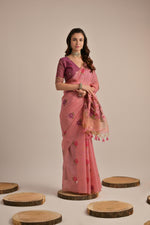 Load image into Gallery viewer, Arisaa Pink Muga Cotton Saree