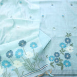 Load image into Gallery viewer, Minimalist Muse Blue Soft Muga Cotton Jamdani Unstitched Suit Set