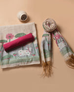 Load image into Gallery viewer, Soothing Pink Jamdani Muga Cotton Unstitched Suit Set