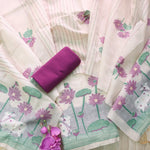 Load image into Gallery viewer, Soothing Wine Jamdani Muga Cotton Unstitched Suit Set