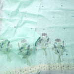 Load image into Gallery viewer, Mystic Weaves Sea Green Muga Cotton Unstitched Suit Set