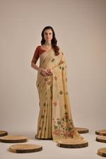 Load image into Gallery viewer, Arisaa Beige Muga Cotton Saree