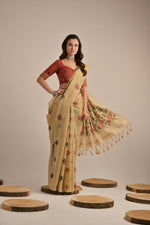 Load image into Gallery viewer, Arisaa Beige Muga Cotton Saree
