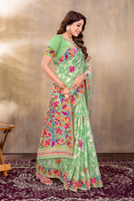 Load image into Gallery viewer, Suhani Green Cotton Jamdani Saree