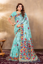 Load image into Gallery viewer, Suhani Sky Blue Cotton Jamdani Saree