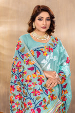 Load image into Gallery viewer, Suhani Sky Blue Cotton Jamdani Saree