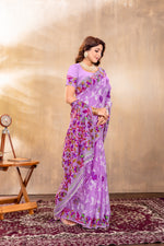 Load image into Gallery viewer, Suhani Lavender Cotton Jamdani Saree