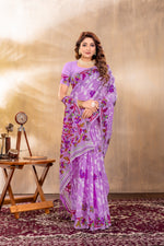Load image into Gallery viewer, Suhani Lavender Cotton Jamdani Saree