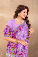 Load image into Gallery viewer, Suhani Lavender Cotton Jamdani Saree