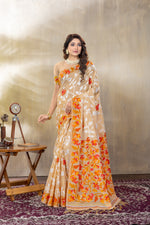 Load image into Gallery viewer, Suhani Beige Cotton Jamdani Saree