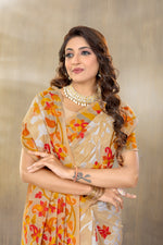 Load image into Gallery viewer, Suhani Beige Cotton Jamdani Saree