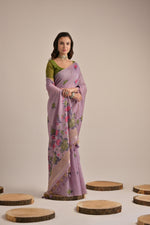 Load image into Gallery viewer, Arisaa Lavender Muga Cotton Saree