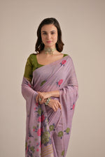 Load image into Gallery viewer, Arisaa Lavender Muga Cotton Saree