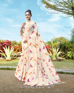 Load image into Gallery viewer, Aalekha Bone White Soft Cotton Jamdani Saree