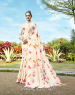 Load image into Gallery viewer, Aalekha Bone White Soft Cotton Jamdani Saree