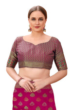 Load image into Gallery viewer, Aarvi Wine Zari Woven Design Banarasi Organza Saree