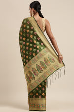 Load image into Gallery viewer, Aarvi Pickle Green Zari Woven Design Banarasi Organza Saree