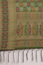 Load image into Gallery viewer, Aarvi Pickle Green Zari Woven Design Banarasi Organza Saree