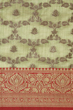 Load image into Gallery viewer, Aarya Pear Green Zari Woven Design Banarasi Pure Cotton Saree