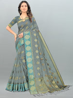 Load image into Gallery viewer, Aksaya Stone Grey Organza Saree