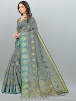 Load image into Gallery viewer, Aksaya Stone Grey Organza Saree