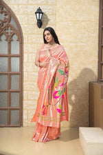 Load image into Gallery viewer, Antara Peach Paithani Soft Blended Silk Saree