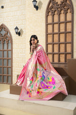 Load image into Gallery viewer, Antara Pink Paithani Soft Blended Silk Saree