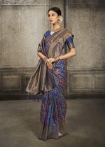 Load image into Gallery viewer, Aroma Peacock Blue Woven Banarasi Art Silk Saree