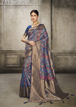 Load image into Gallery viewer, Aroma Peacock Blue Woven Banarasi Art Silk Saree