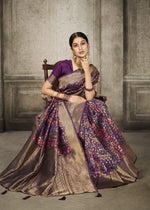 Load image into Gallery viewer, Aroma Pansy Purple Woven Banarasi Art Silk Saree
