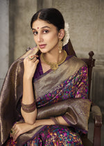 Load image into Gallery viewer, Aroma Pansy Purple Woven Banarasi Art Silk Saree