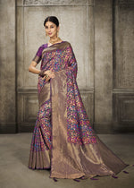Load image into Gallery viewer, Aroma Pansy Purple Woven Banarasi Art Silk Saree