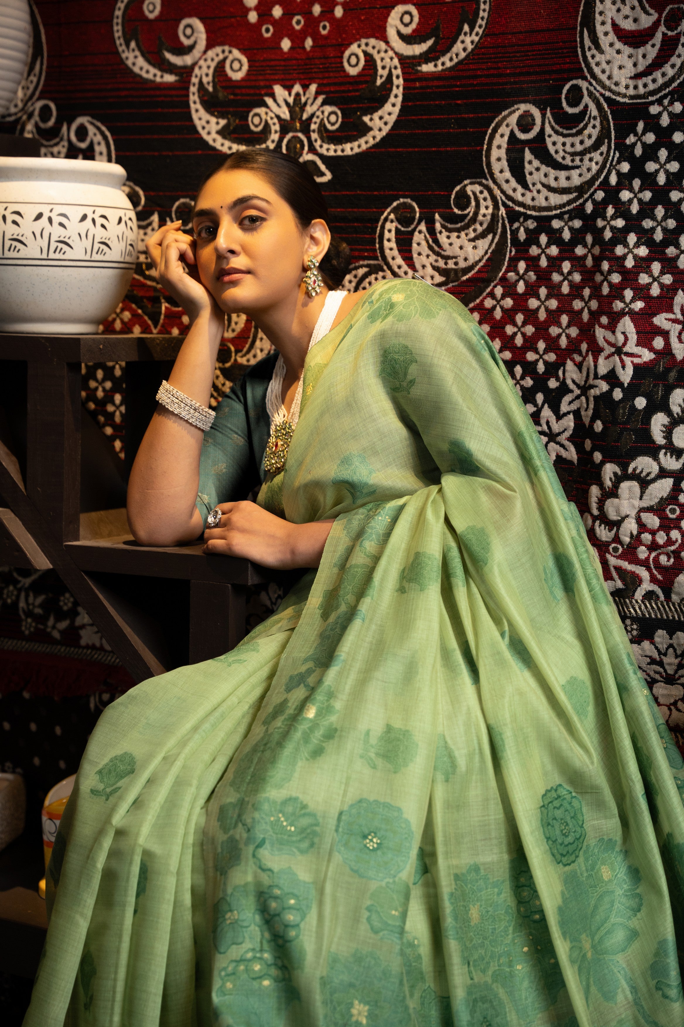 Devanshi Green Soft Cotton Jamdani Saree Gajarai devanshi-green-soft-cotton-jamdani-saree-gajarai