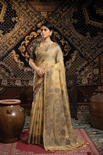 Load image into Gallery viewer, Devanshi Light Brown Soft Cotton Jamdani Saree