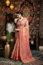Load image into Gallery viewer, Devanshi Peach Soft Cotton Jamdani Saree