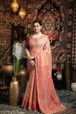 Load image into Gallery viewer, Devanshi Peach Soft Cotton Jamdani Saree