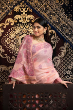 Load image into Gallery viewer, Devanshi Pink Soft Cotton Jamdani Saree