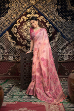 Load image into Gallery viewer, Devanshi Pink Soft Cotton Jamdani Saree