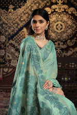 Load image into Gallery viewer, Devanshi Blue Soft Cotton Jamdani Saree