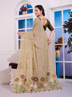 Load image into Gallery viewer, Giya Ashen Beige Muga Cotton Jamdani Saree With Contrast Blouse