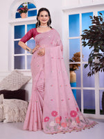 Load image into Gallery viewer, Giya Terracotta Pink Muga Cotton Jamdani Saree With Contrast Blouse