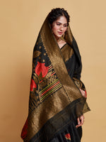 Load image into Gallery viewer, Gulabo Black Woven Jamewar Kashmiri Modal Silk Saree
