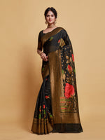 Load image into Gallery viewer, Gulabo Black Woven Jamewar Kashmiri Modal Silk Saree