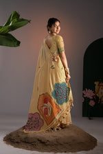 Load image into Gallery viewer, Glam Yellow Muga Cotton Saree With Unstitched Blouse Piece