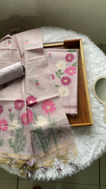 Load image into Gallery viewer, Whimsical Weaves Lavender Soft Muga Cotton Jamdani Unstitched Suit Set