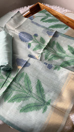 Load image into Gallery viewer, Ethereal Weaves Sky Blue Soft Cotton Unstitched Suit Set