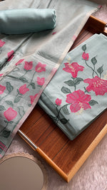 Load image into Gallery viewer, Simply Style Pastel Aqua Blue Muslin Cotton Unstitched Suit Set